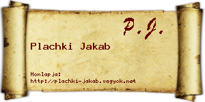 Plachki Jakab névjegykártya